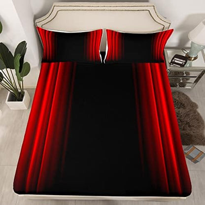 Feelyou Abstract Ombre Decor Bed Sheets Kids Teens Red and Black Sheet Set Fashion Sheets Girls Boys Room Decor Queen Size,1 Flat Sheet +1 Fitted Sheet+2 Pillowcases,4Pcs Bedding