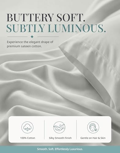 LANE LINEN Twin Single Sheet Set - 450TC Premium Combed Cotton, Moonstruck