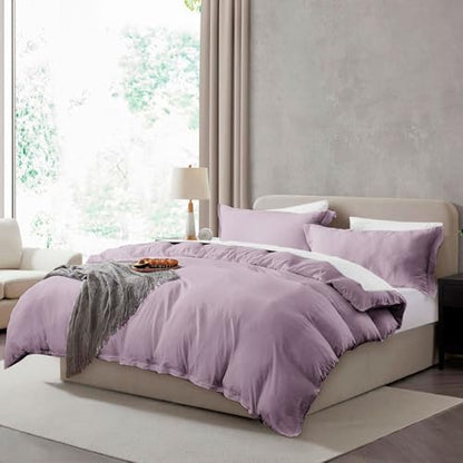 Hearth & Harbor Prewashed King Duvet Cover Set, Dusty Purple