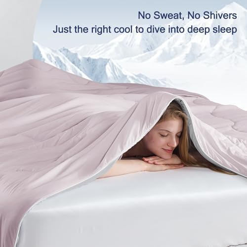 Vielit Cooling Comforter Queen Size for Hot Sleepers & Night Sweats, Luxury Lightweight Summer Comforter,Soft Dual-Sided Breathable Cooling Blankets,Q-Max>0.425,Machinewashable,90x90,Rose