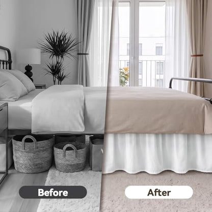 RIMELA Bed Skirt with Split Corners, Twin, 15 Inch Drop, Moon White