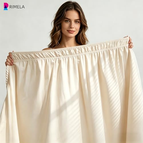 Dorm Room Bed Skirt Twin XL 22" Drop, College Split Corner Bedskirt, Beige