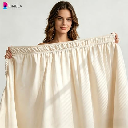 Dorm Room Bed Skirt Twin XL 22" Drop, College Split Corner Bedskirt, Beige