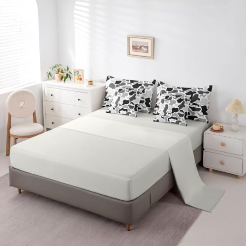 Erosebridal Camo Bed in A Bag 7 Pcs Wild Hunting Deer Comforter Set for Kids Boys Girls Vintage Grey Black Bedding Sets Full Wildlife Camouflage Sheet Set with Comforter