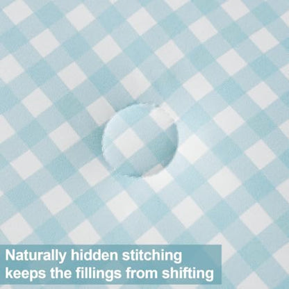 Queen Comforter Set, Fluffy Seafoam Gingham Plaid Bedding, 3 Pieces
