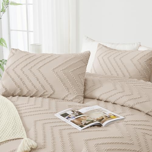 Andency Khaki Oversized Queen Comforter Set, 3 Pieces Bedding Set
