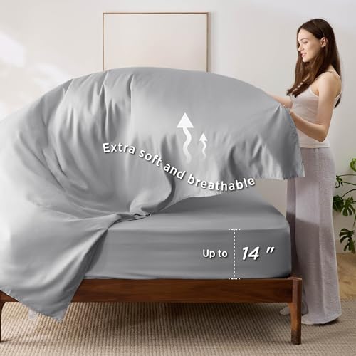 Bedsure Twin Comforter Set Reversible Bed Set 5 Pieces Purple/Silver Grey