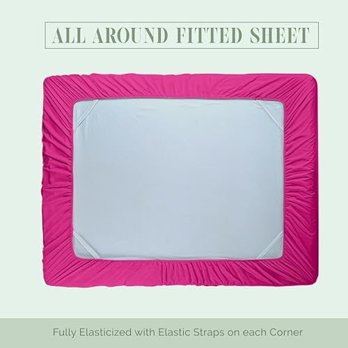 Elegant Comfort 1500 Premium Hotel Quality 18-24 Inches Deep - Extra Deep Pocket Single Fitted Sheet for High Mattress, Luxury and Softest, Smart Pocket - Wrinkle Free, California King, Pink