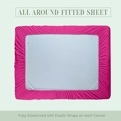 Elegant Comfort 1500 Premium Hotel Quality 18-24 Inches Deep - Extra Deep Pocket Single Fitted Sheet for High Mattress, Luxury and Softest, Smart Pocket - Wrinkle Free, California King, Pink