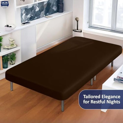 1 PC Cot Size 30" x 75" Fitted Sheet Only, 100% Egyptian Cotton, Chocolate