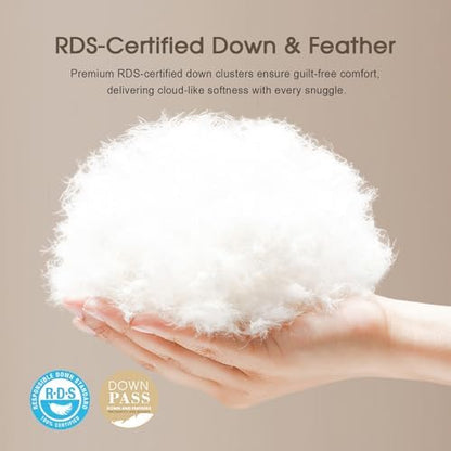 Feather Down Duvet Insert Twin Size, 100% Organic Cotton White