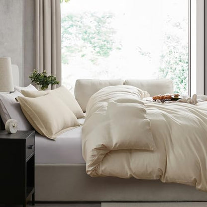 Hearth & Harbor Prewashed California King Duvet Cover Set, Beige Cream