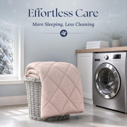 Cooling Comforter - BreezeWeave Cooling Blanket Full Size for Hot Sleepers & Deep Rest - Cloud Soft, Breathable, Ultra Durable, Easy Care, Reversible - 86 x 82 in (Pink & Beige)