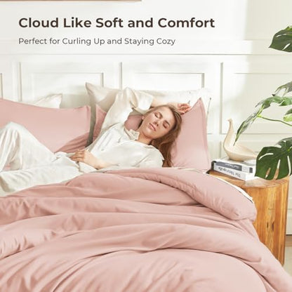 Litanika Blush Pink Oversized King Comforter Set, 3 Pcs Lightweight Bedding