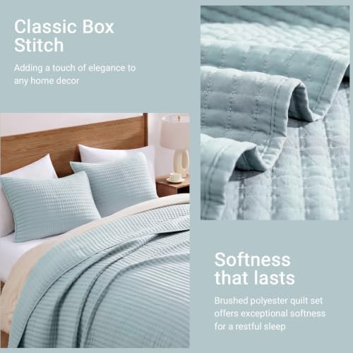 Queen Quilt-Lightweight Bedspreads Sky Blue Queen Size Quilt Bedding Set