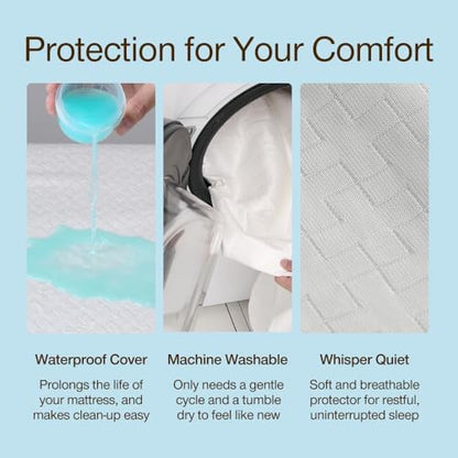 Coop Home Goods Ultra-Cool Waterproof Mattress Protector, King, Cooling Mattress Protector, Machine Washable Cooling Bed Cover, Low-Noise Waterproof Bed Cover, King (78x80)