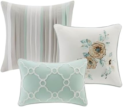 Madison Park Cotton Floral Coverlet Green King Quilt Set, 6pc