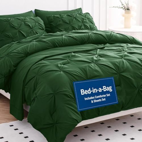 LANE LINEN 5 Piece Twin Comforter Microfiber All Season - Olive Green