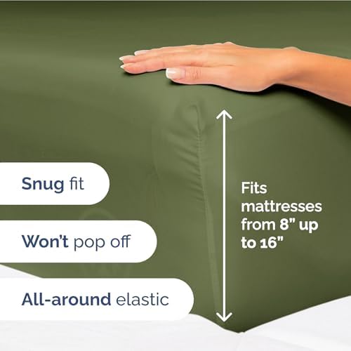 Full Size 4 Piece Sheet Set - Ultra Soft & Cooling Bed Sheets - Deep Olive