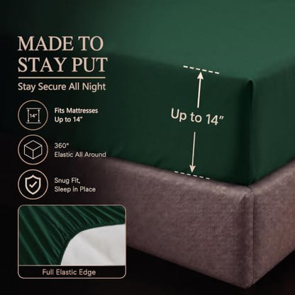 CozyLux Full Comforter Set Emerald Green, 7 Pieces Pintuck Bed in a Bag