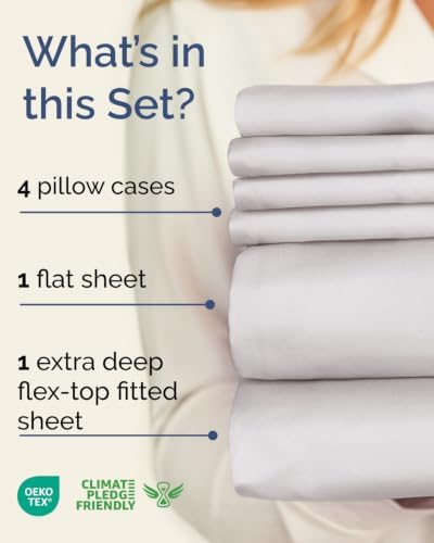 Extra Deep Flex Top Split Head King Sheet Set - 6pc Sheets - French Grey