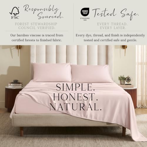 KARISSA MAE 7 Piece Luxury Bamboo Viscose Split King Sheets, FSC Certified