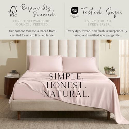 KARISSA MAE 7 Piece Luxury Bamboo Viscose Split King Sheets, FSC Certified