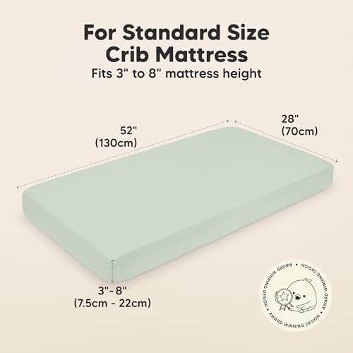 KeaBabies 2pk Organic Cotton Crib Sheets for Boys Girls 52x28, Sage