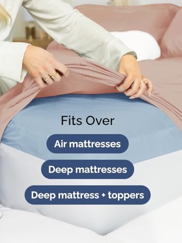 Extra Deep Cal King Sheet Set - 4 Piece Breathable & Cooling Sheets - Mauve