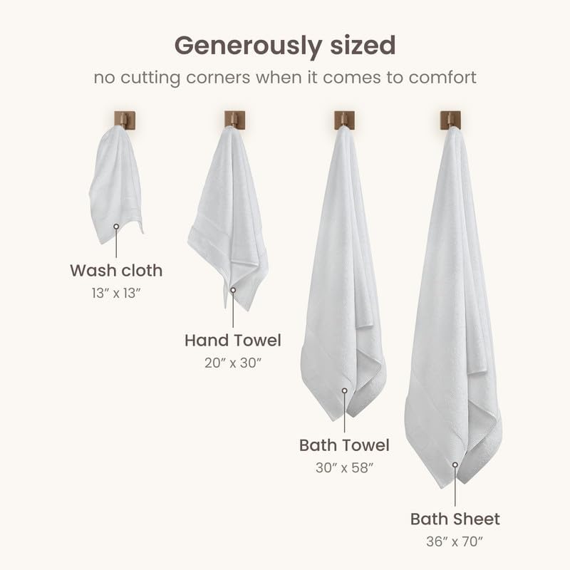 BIOWEAVES 100% Organic Cotton 700 GSM Plush Washcloths 13" x 13" GOTS Certified - White, Pack of 12