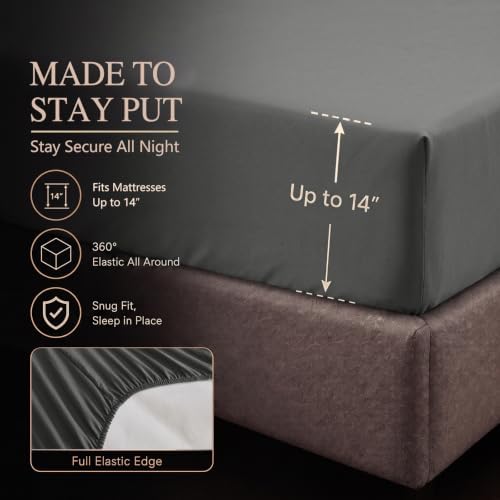 CozyLux Oversized King Comforter Set Dark Grey, 7 Pieces Bed in a Bag