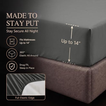 CozyLux Oversized King Comforter Set Dark Grey, 7 Pieces Bed in a Bag