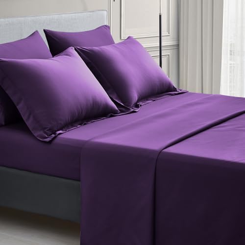Maple&Stone Full Comforter Set 7 Pieces Bed in a Bag Dark Purple Bed Set