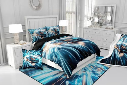 Blue Racing Car Comforter Set King Size Furious Extreme Sport Games Bedding Sets for Kids Boys Teens,Sports Race Car Bed Set,Cool Modern Duvet Insert with 2 Pillowcases,All Season,Black Blue