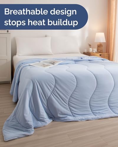 Cooling Comforter Queen Size - Cooling Summer Blanket - 90x90 (Sky Blue)