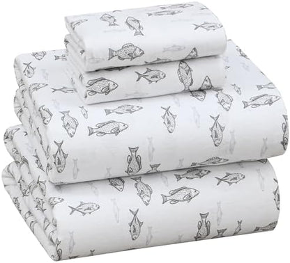 RUVANTI Flannel Sheets Queen Size, Fisherman's Tale
