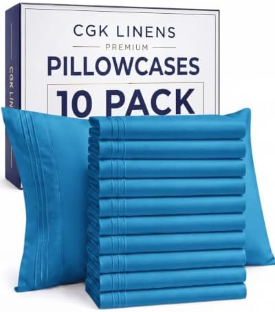 King Standard Pillow Cases Set of 10 - Soft Pillowcase Covers - Denim Blue