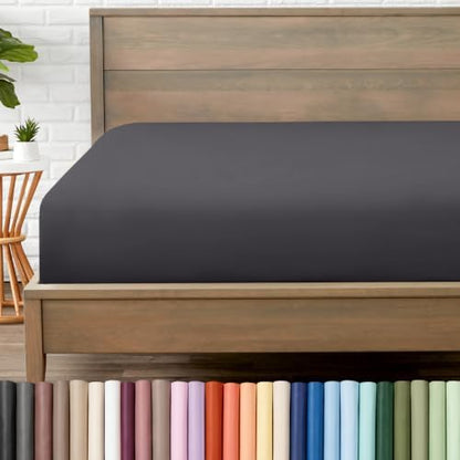 Bare Home Fitted Sheet - 1800 Ultra-Soft (Full XL, Forged Iron Grey)