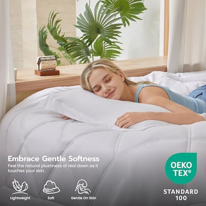 Joiedomi Twin Comforter Set with Sheets White, 5 Pieces Twin Bedding Sets with 1 Down Alternative Comforter, 1 Flat Sheet, 1 Fitted Sheet, 1 Pillowcase and 1 Pillow Sham, Bed in a Bag for All Seasons