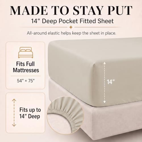 CozyLux Full Size Comforter Set Beige, 7 Pieces Bed in a Bag