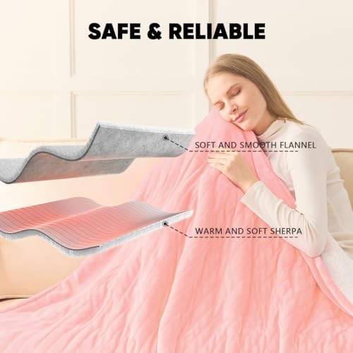greenoak Heated Blanket Electric Throw Heating 50"X60",Gifts for Women