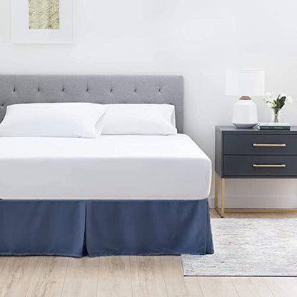 Premium Quality 800-TC Box Pleated 39x80 Twin XL Size Bed Skirt 14" Inch Drop Length with Split Corners 100% Egyptian Cotton Easy Fit Wrinkle Free & Fade Resistance