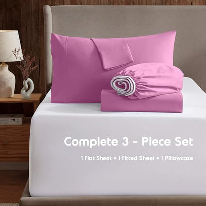 Nestl Twin Sheet Set - Bed Sheets - Light Pink - 3-Piece Deep Pocket