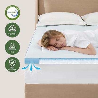 Hansleep King Mattress Topper Memory Foam,King Size Pillow Top Mattress Pad