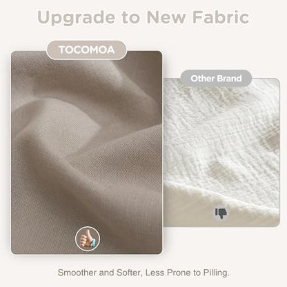 TOCOMOA 100% Muslin Cotton Duvet Cover Set, Taupe, Queen