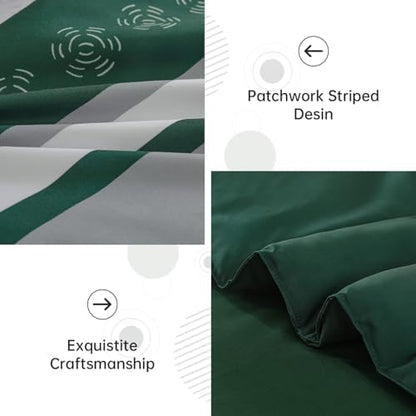 Anibedding Dark Green Comforter Set King,8 Pieces Striped Bed in a Bag