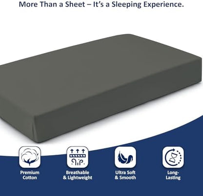 1 Piece King Size Fitted Sheet Only, 15-Inch Deep Mattress, Dark Grey Solid