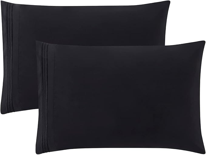 Clara Clark Bed Sheets, Premier 1800 Series 4 Piece Bed Sheet Set, Deep Pocket, Wrinkle, Fade, Stain Resistant, Luxury Soft Bedding Sheets & Pillowcases, California King, Black