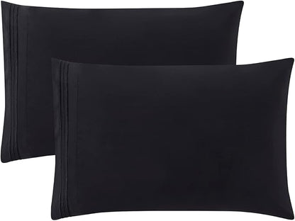 Clara Clark Bed Sheets, Premier 1800 Series 4 Piece Bed Sheet Set, Deep Pocket, Wrinkle, Fade, Stain Resistant, Luxury Soft Bedding Sheets & Pillowcases, California King, Black