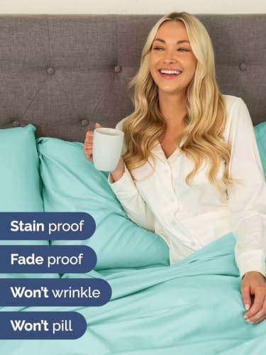 Extra Deep Pocket Split King Sheet Set - Breathable & Cooling - Spa Blue